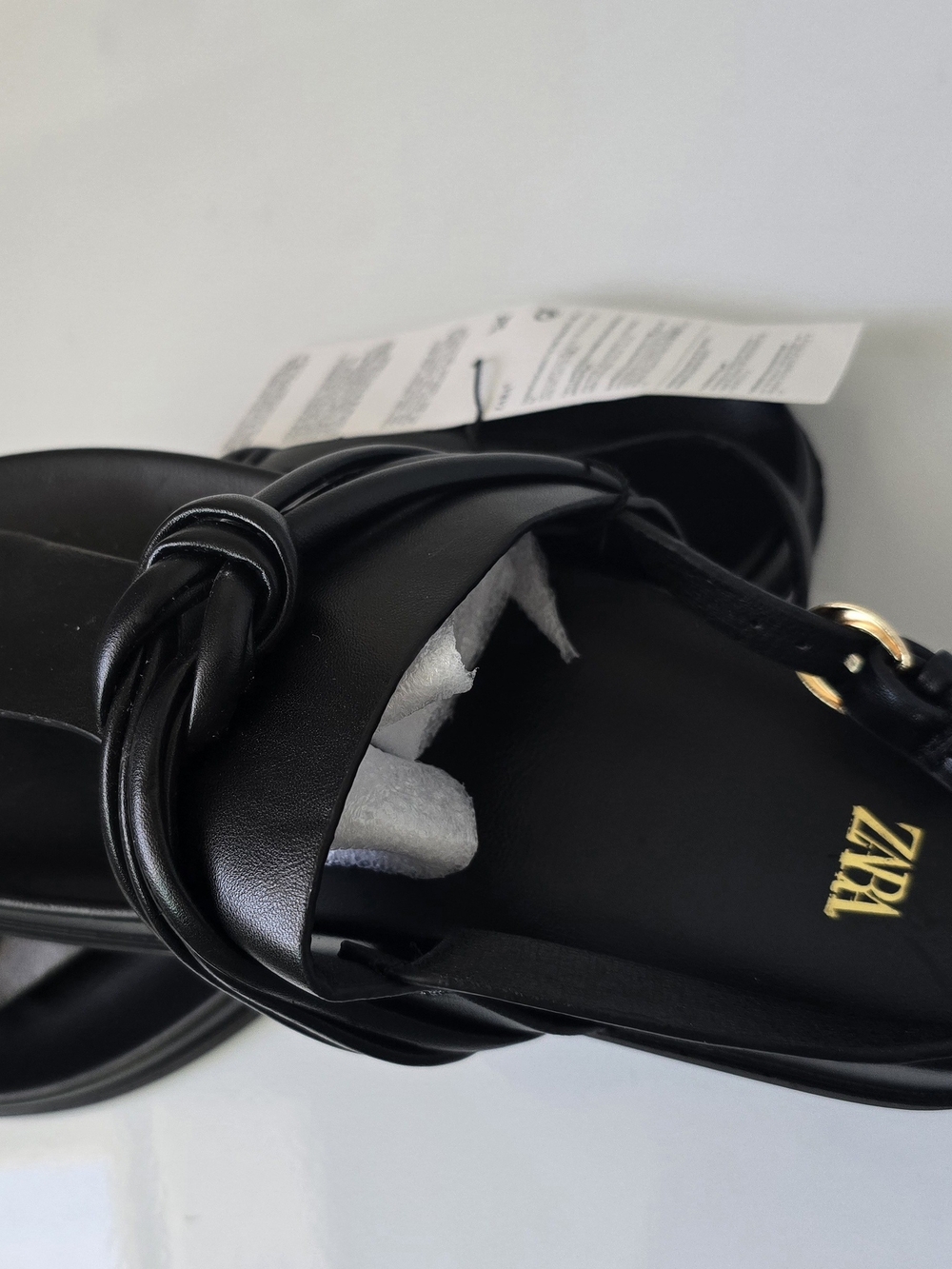 Zara Black Knotted Leather Slide Sandals - Women's